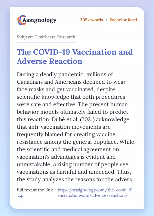 The COVID-19 Vaccination and Adverse Reaction - Essay Preview