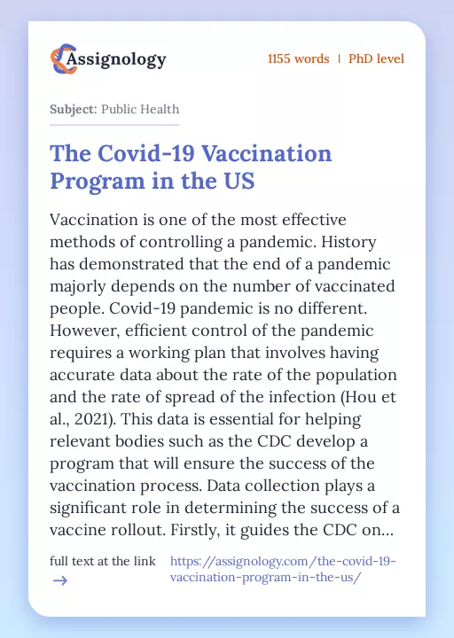The Covid-19 Vaccination Program in the US - Essay Preview