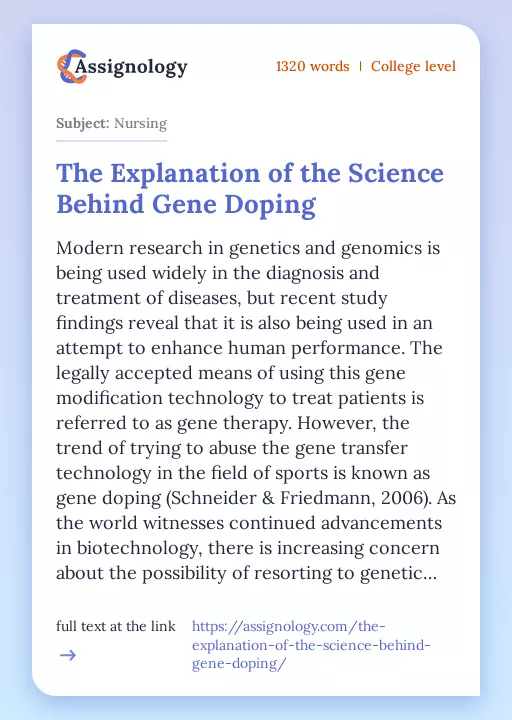 The Explanation of the Science Behind Gene Doping - Essay Preview