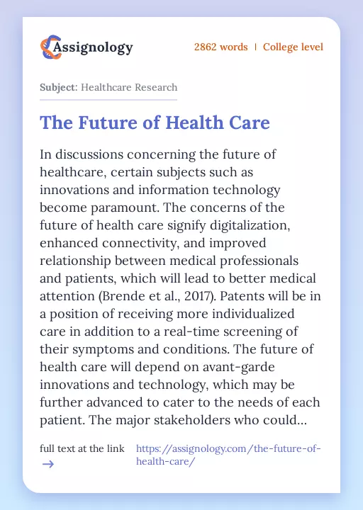 The Future of Health Care - Essay Preview