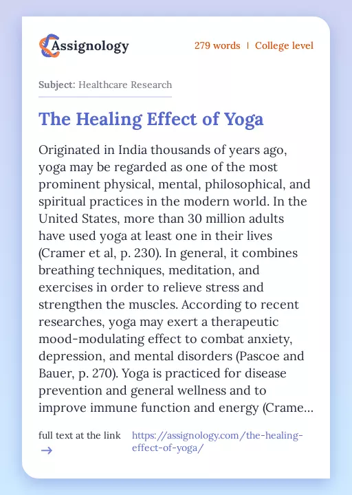 The Healing Effect of Yoga - Essay Preview