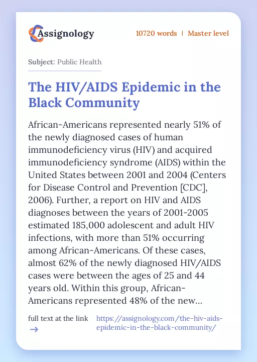 The HIV/AIDS Epidemic in the Black Community - Essay Preview