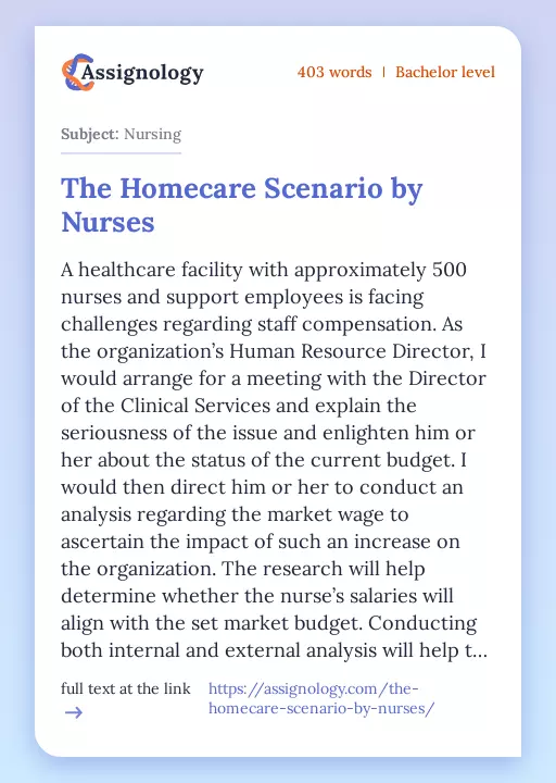 The Homecare Scenario by Nurses - Essay Preview