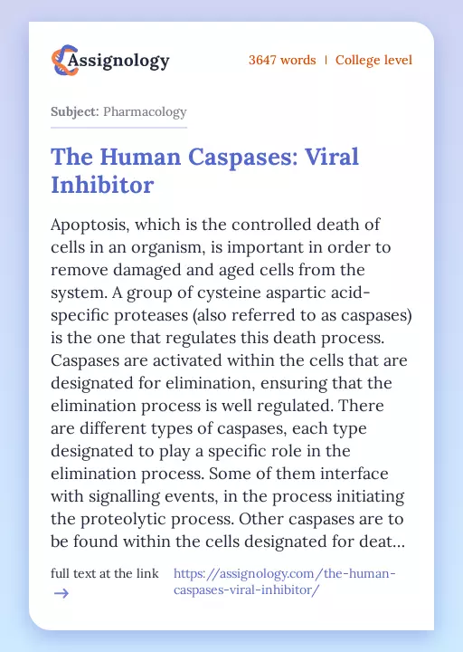 The Human Caspases: Viral Inhibitor - Essay Preview