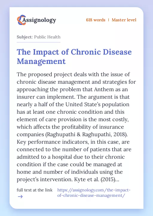 The Impact of Chronic Disease Management - Essay Preview