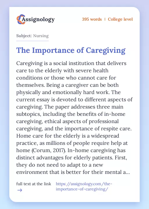 The Importance of Caregiving - Essay Preview