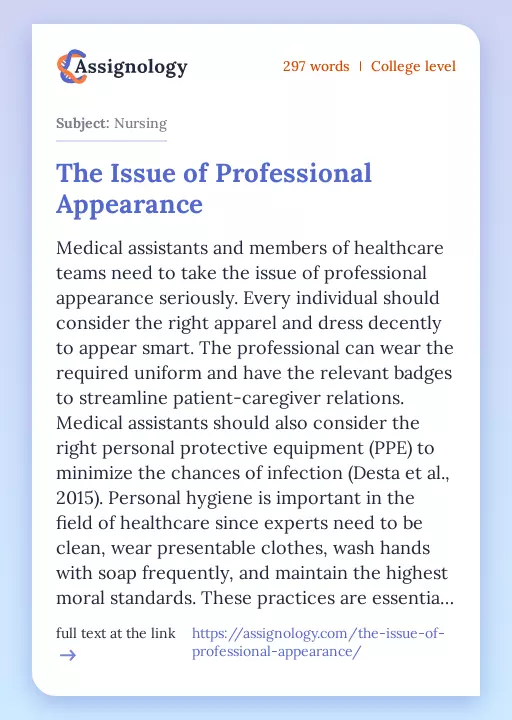The Issue of Professional Appearance - Essay Preview