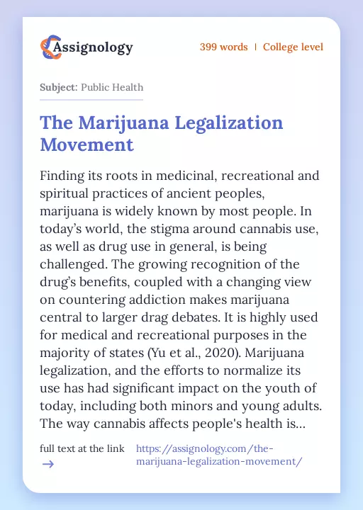 The Marijuana Legalization Movement - Essay Preview