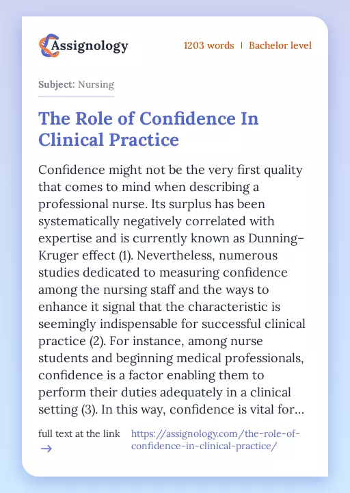 The Role of Confidence In Clinical Practice - Essay Preview