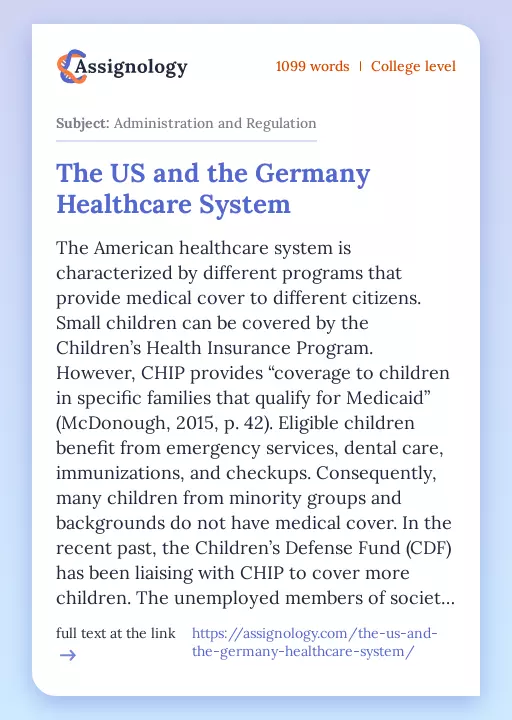 The US and the Germany Healthcare System - Essay Preview