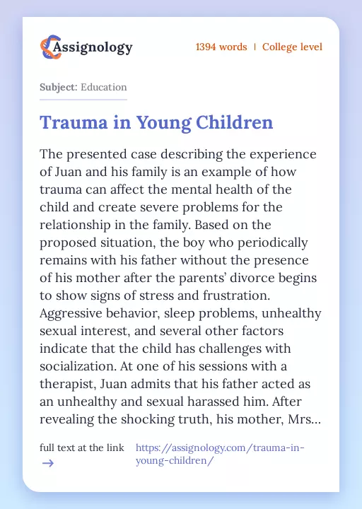 Trauma in Young Children - Essay Preview