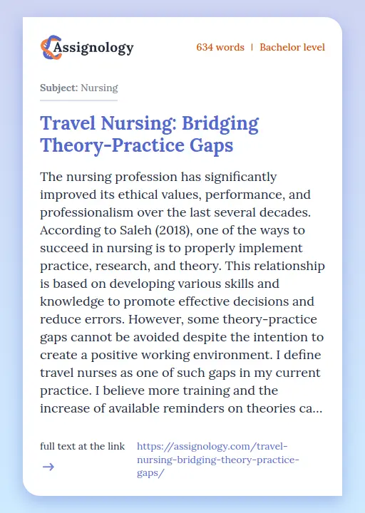 Travel Nursing: Bridging Theory-Practice Gaps - Essay Preview