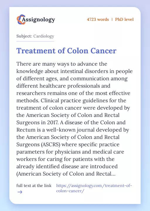 Treatment of Colon Cancer - Essay Preview