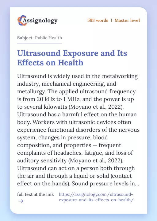Ultrasound Exposure and Its Effects on Health - Essay Preview