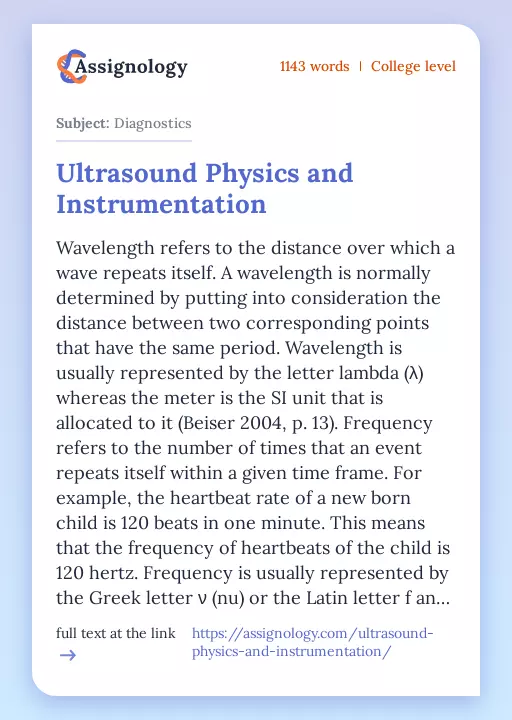 Ultrasound Physics and Instrumentation - Essay Preview