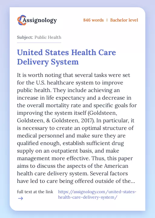 United States Health Care Delivery System - Essay Preview