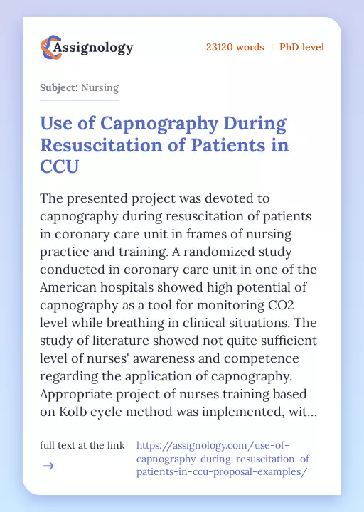 Use of Capnography During Resuscitation of Patients in CCU - Essay Preview
