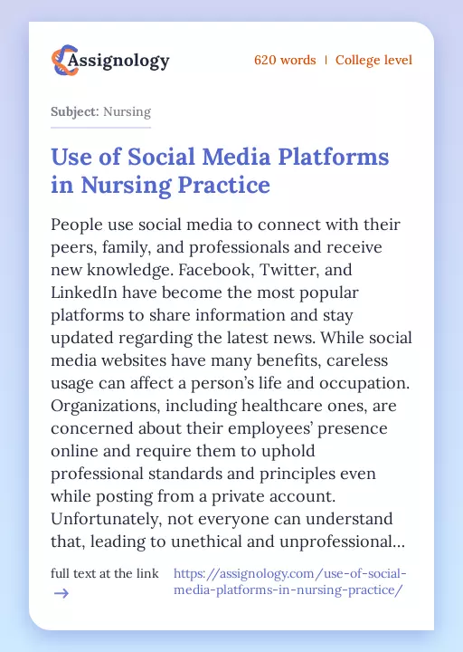 Use of Social Media Platforms in Nursing Practice - Essay Preview