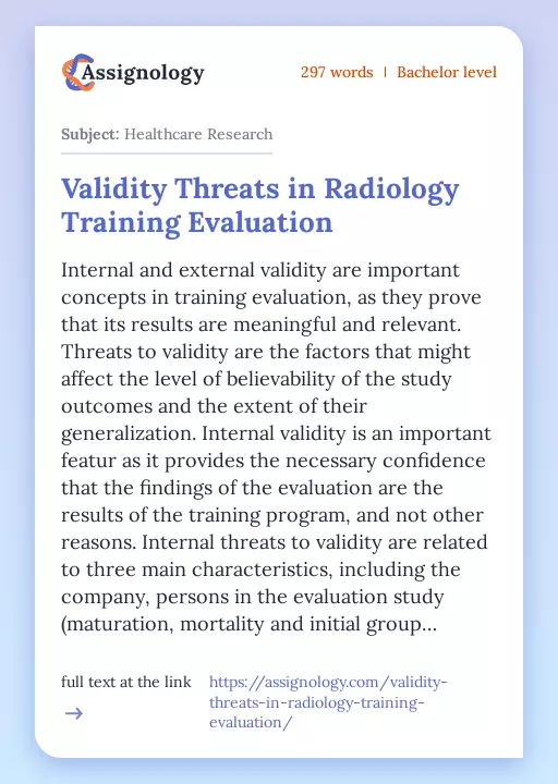 Validity Threats in Radiology Training Evaluation - Essay Preview