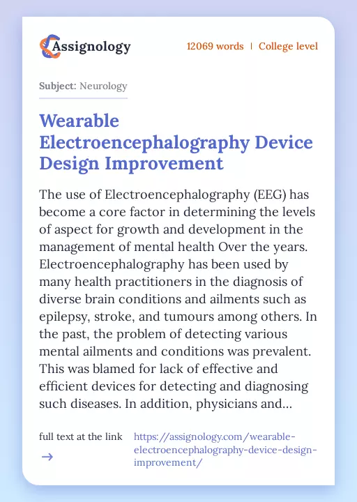 Wearable Electroencephalography Device Design Improvement - Essay Preview
