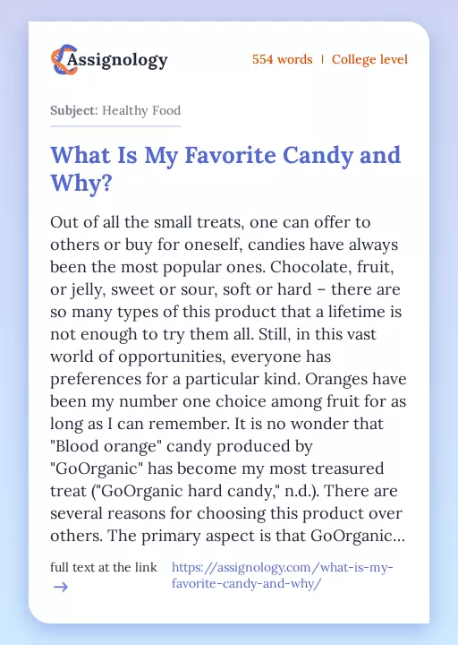 What Is My Favorite Candy and Why? - Essay Preview