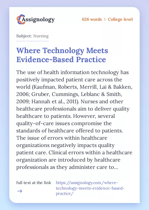 Where Technology Meets Evidence-Based Practice - Essay Preview